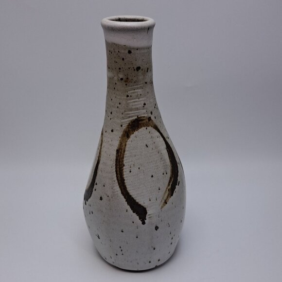 Handmade Ceramic Vase Speckled Glaze Abstract Design - Picture 4 of 16